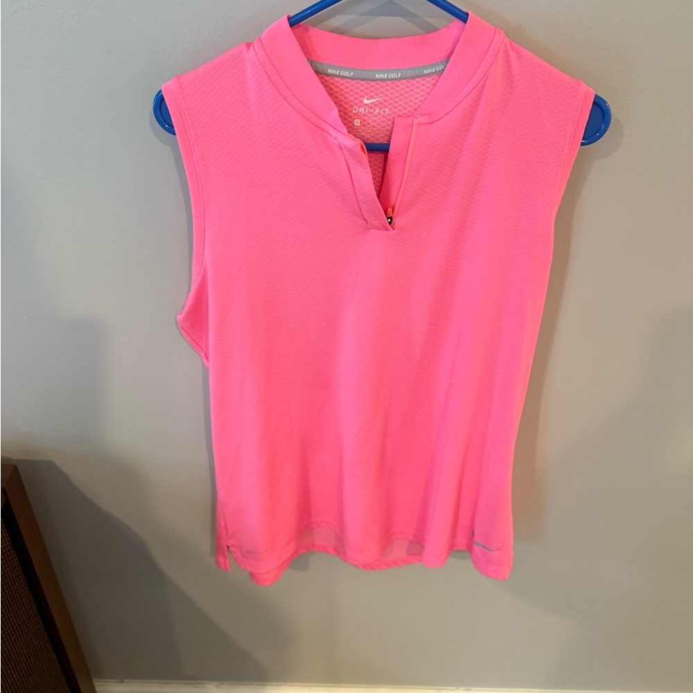 Nike Pink Sleeveless Tank Top with Mandarin Collar